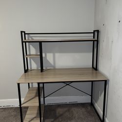 Wooden Desk with Black Metal Bars – Perfect for Home Office or Study