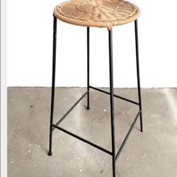 Free Vintage Iron Stool With Woven Top 6 Stool 
