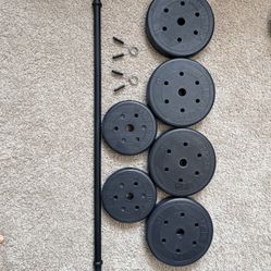 Adjustable Weight Bench + Dumbbells + Barbell Set 