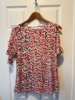 Susan Graver XS Cold Shoulder Abstract Print Blouse Top- Simi valley