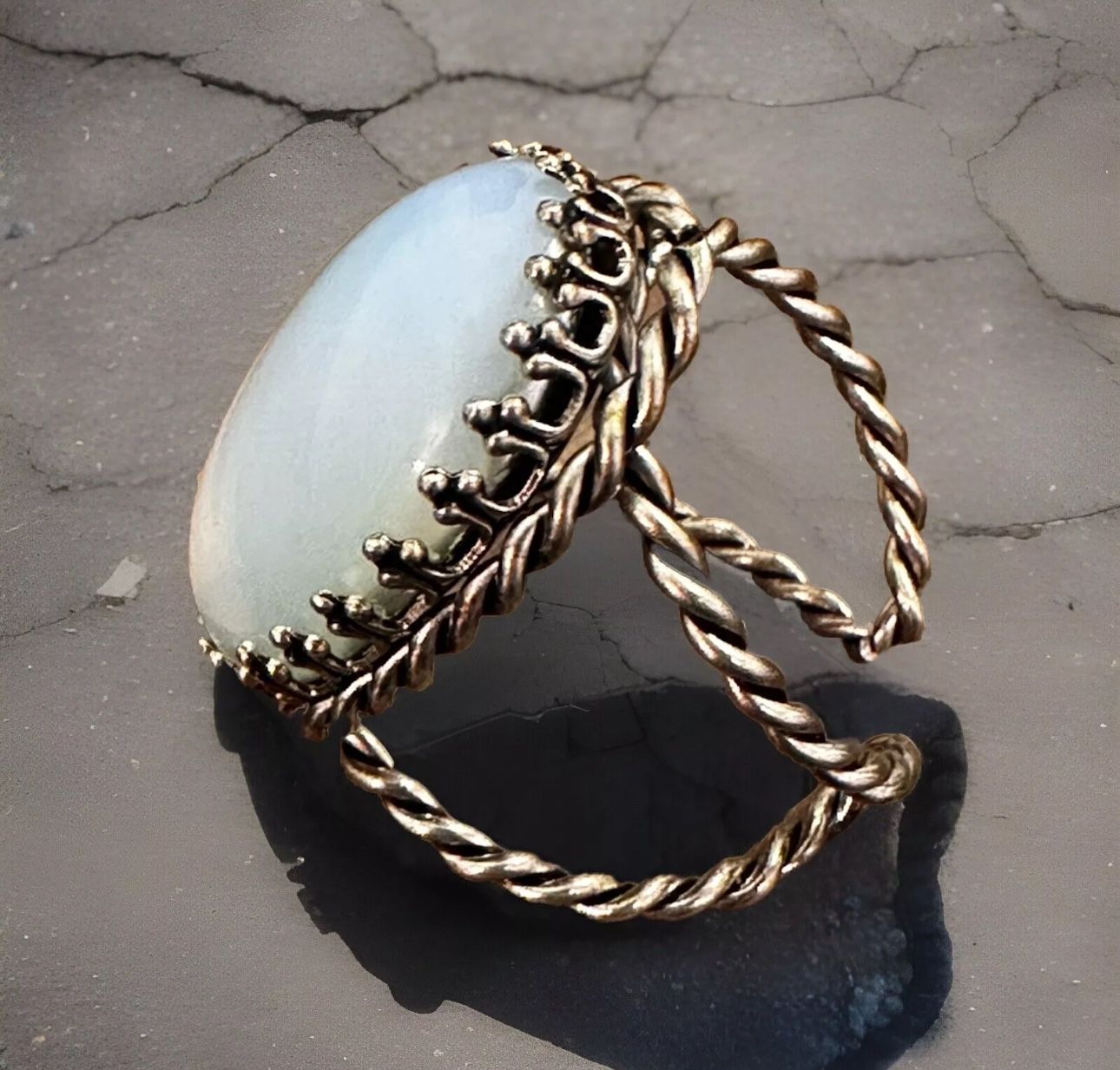 Silver-Tone Moonstone Ring