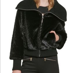 Karl Lagerfeld Faux Fur Bomber Jacket