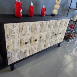 60” BUFFET BLACK WHITE REAL WOOD