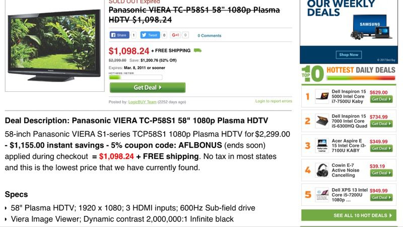 Panasonic plasma viera tc-p58s1 tv 58 inch