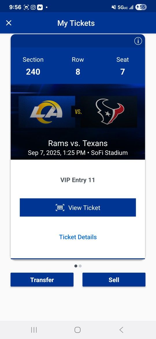 Rams Vs Texans Tickets Sept 7th 2025 At 1:25pm