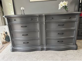 Laura ashley Heavy wood modern gray dresser 70”