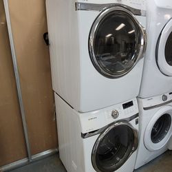 Samsung Front Loading Washer And Stackable Gas Dryer Set 