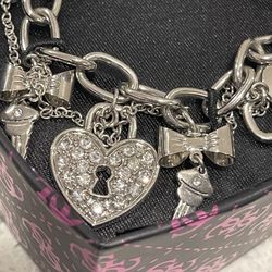 Guess Silver Heart Charm Bracelet w/ Box