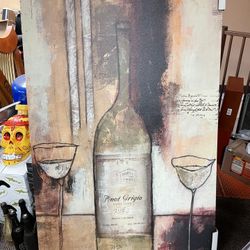 Painting Art Wine And Glasses Large Pinot 