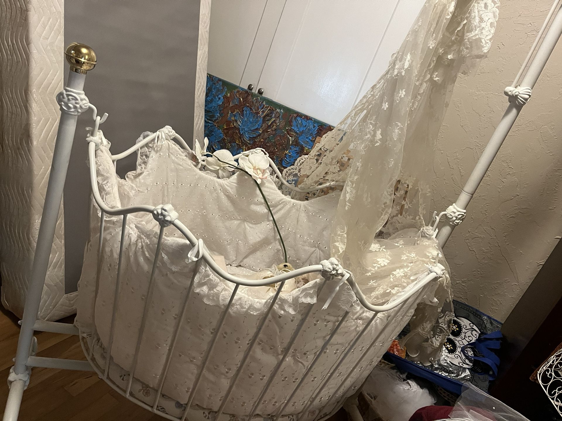 Old antique baby cradle