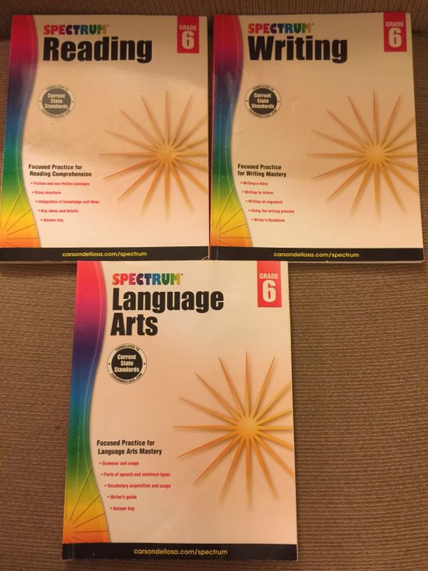 Spectrum books for reading, writing and language arts