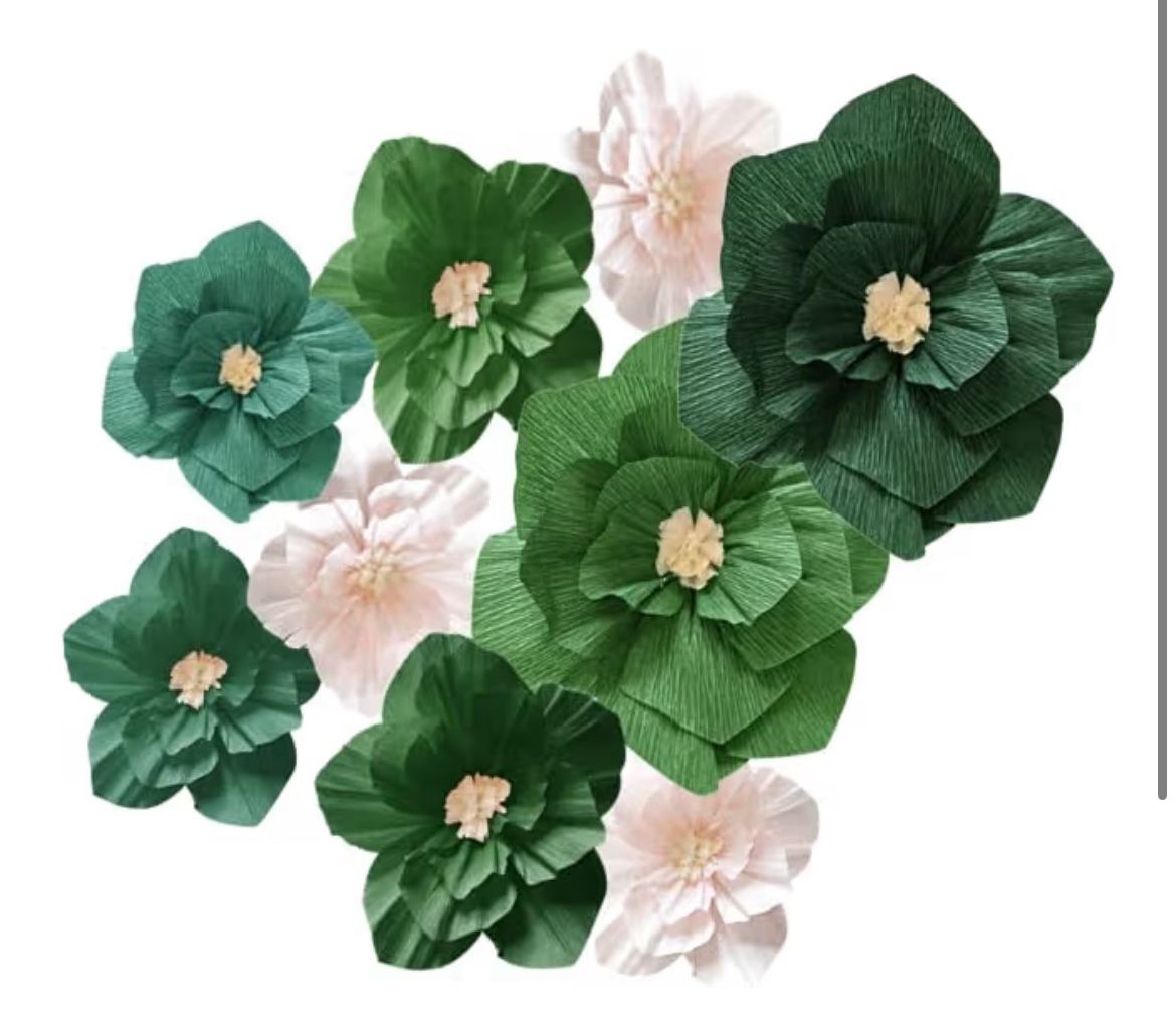 Green Birthday Party Decorations Paper Flowers Artificial Crepe Tissue