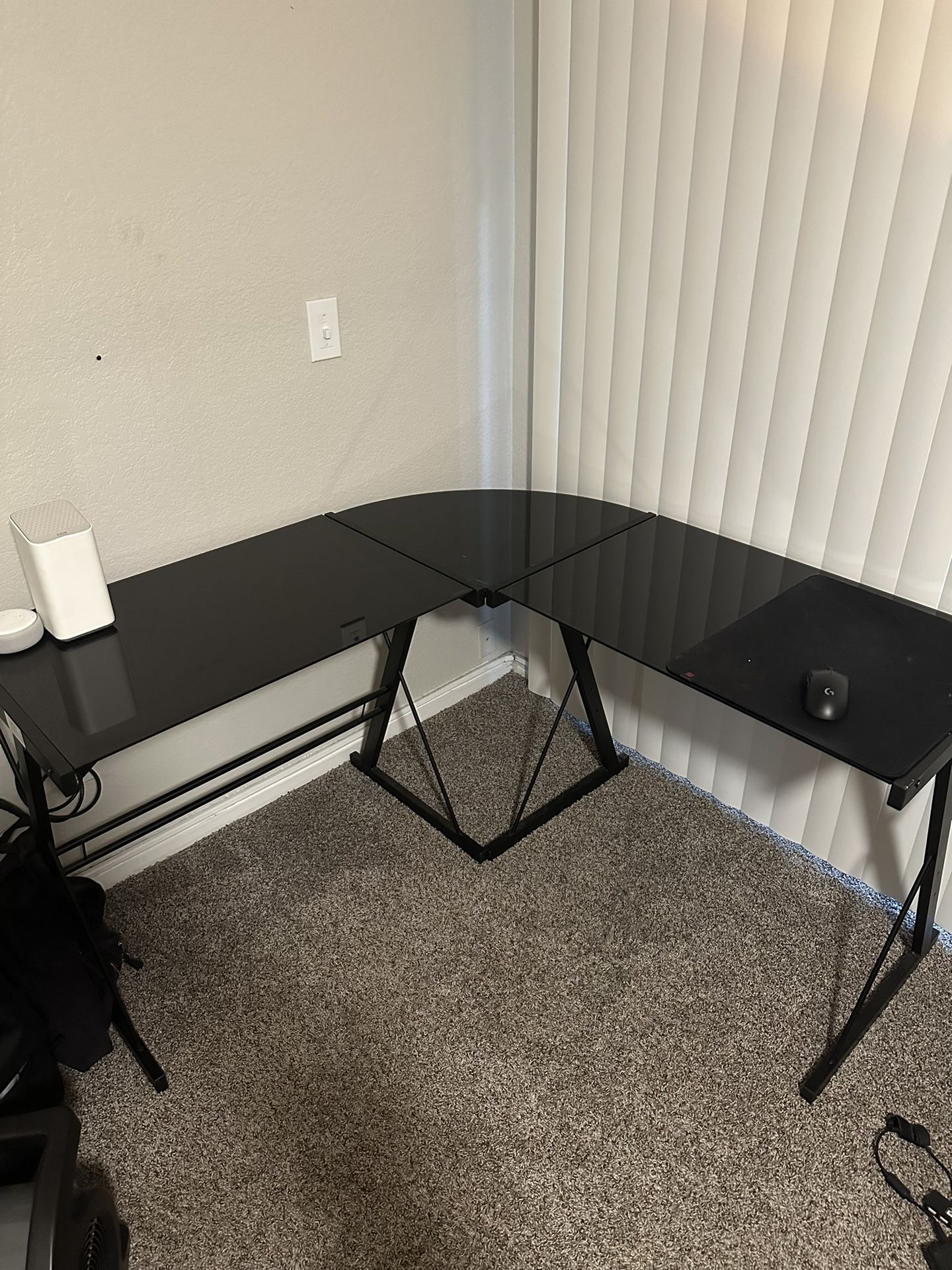 Walker Edison - 51" L-Shaped Modern Glass Corner Computer Desk - Black