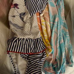 Used Baby Girl Long Sleeve And One Short Sleeve Onesie Bathing Suit 