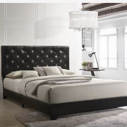 Lana Black Diamond Tufted Queen Bed (Available In King Bed, Twin Bed , Full Size Bed 