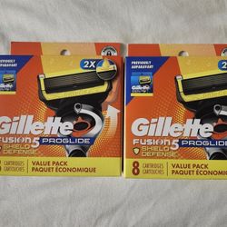 Gillette Fusion 5 Pro Glide Defense Shield Razor Heads 8 Ct 2 Packages 