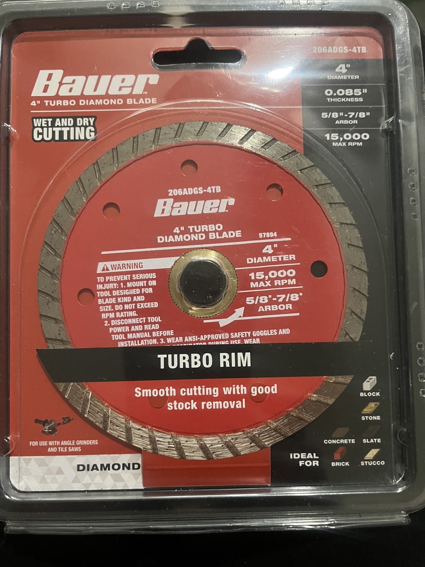 Bauer 4in Turbo Diamond Blade
