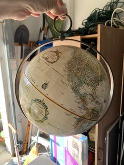 Hanging globe with brass frame 9” sphere