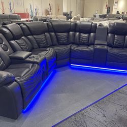 Leather Sectional Sofa With Reclining Seats