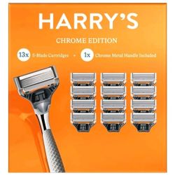 New Harry's Chrome Edition Shaving Razor With 13 Cartridges + 1 Handle