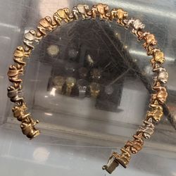 Gold Tri-color Elephant Bracelet 