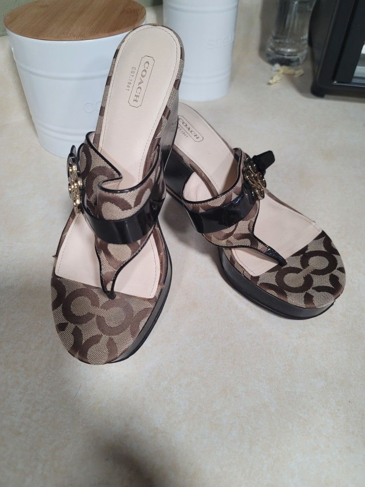 Authentic Coach wedge sandals Size 9 1/2