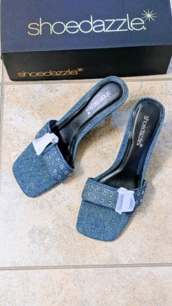 Women's Denim Heeled Sandals Size 8