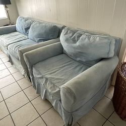 Denim Couch And Chair 