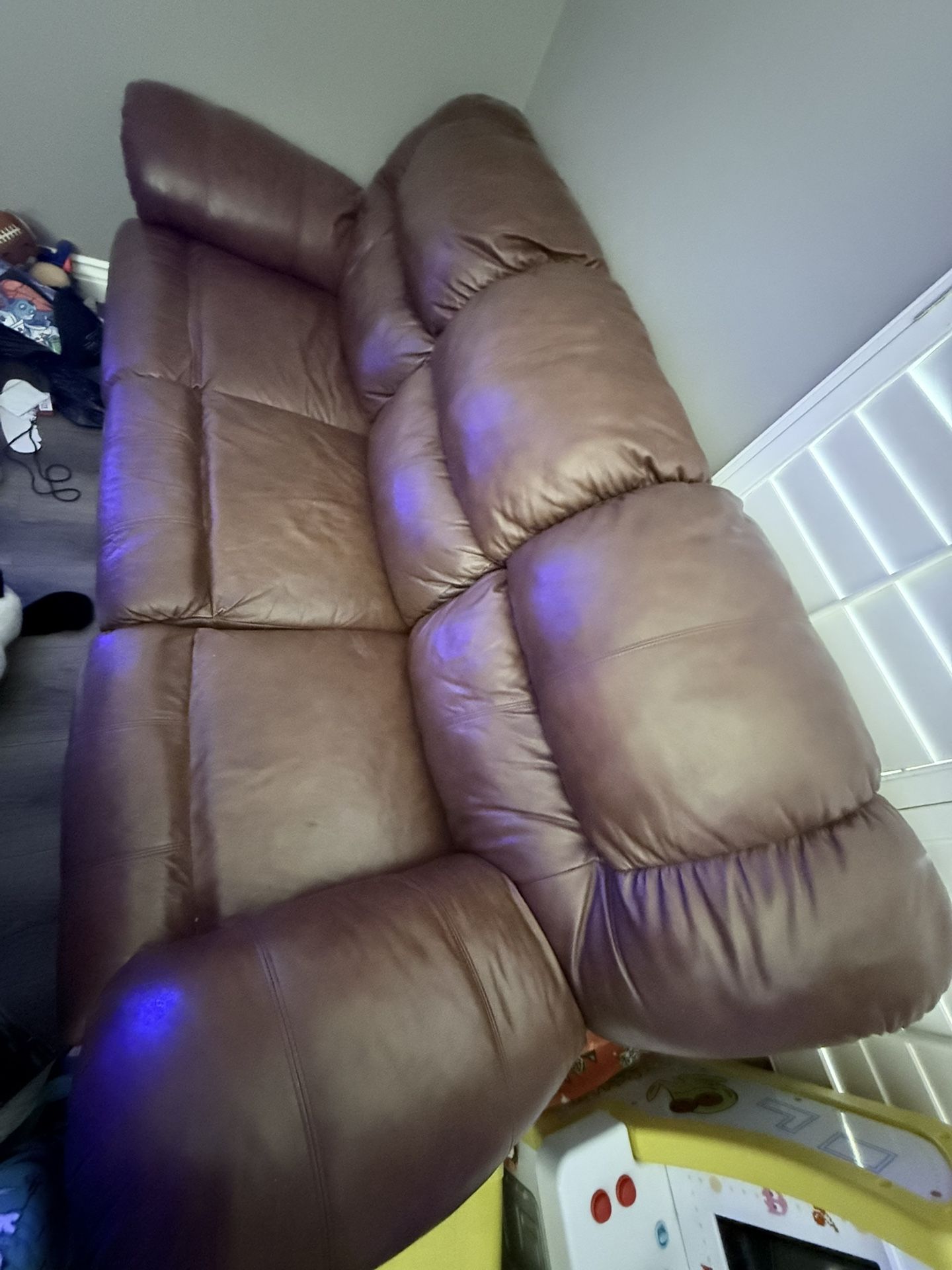 Brown Leather Reclining Couch