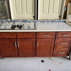 Kitchen Cabinets (base) With Granite Countertops And New Stovetop 82 x 38.5  38.5 x 74