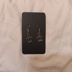 Silver Crown Earrings 