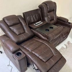 Reclining Brown Sofa, Reclining Brown Loveseat Couch ✨ Color Options Fast Delivery ⭐$39 Down Payment with Financing ⭐ 90 Days same as cash