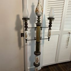 Vintage Ceramic And Brass Floor Lamp