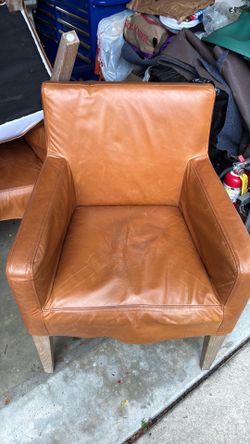 Pottery barns chairs leather 4, 2 with arms , 2 no arms