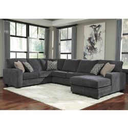 Signature Design by Ashley Tracling 3-Piece U-Shaped Stationary Sectional in Slate Gray