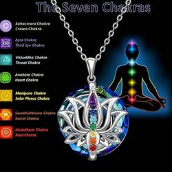 Chakra Lotus Pendant Necklace: Healing Energy