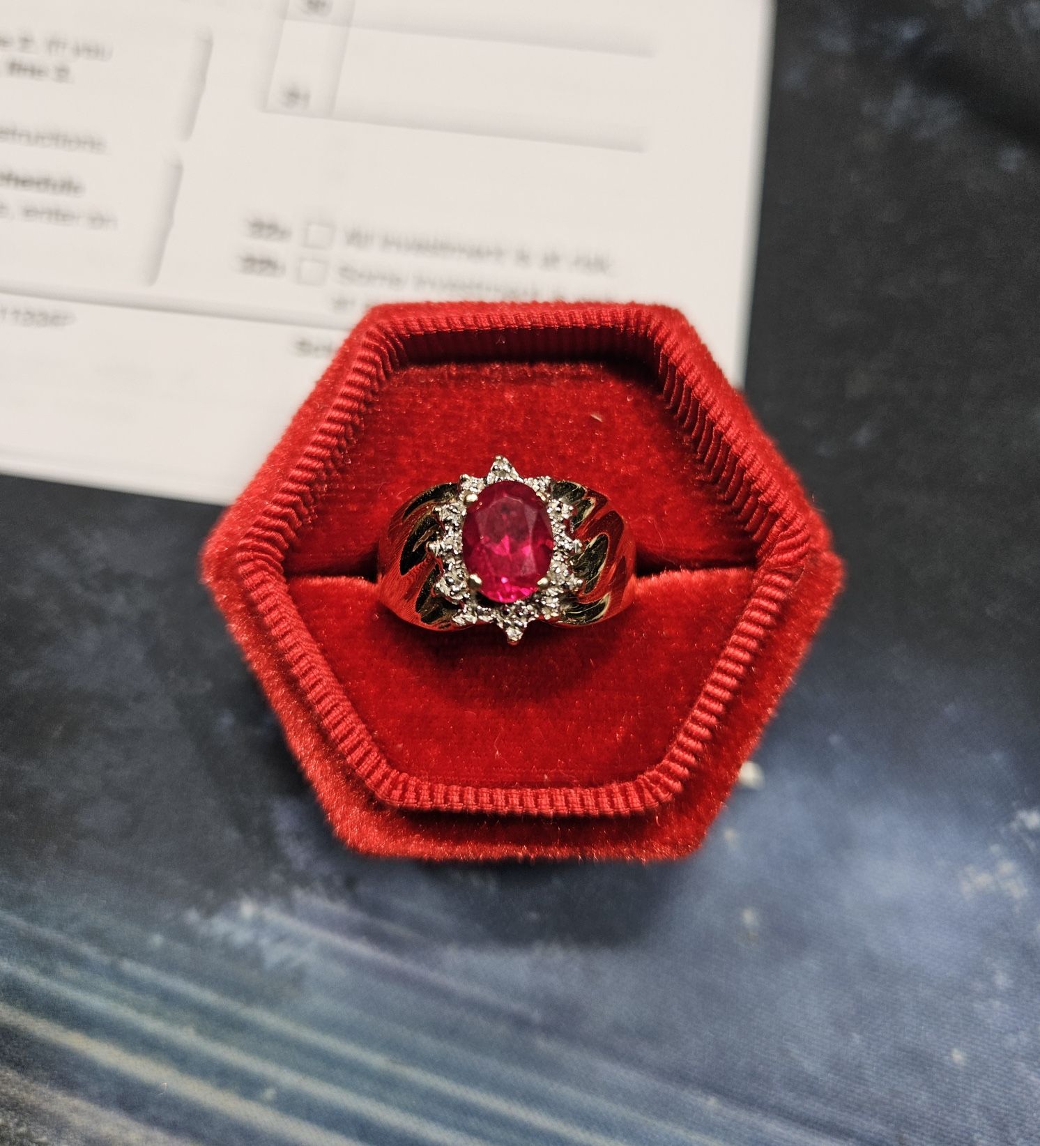 10Kt. Ruby And Diamond Ring