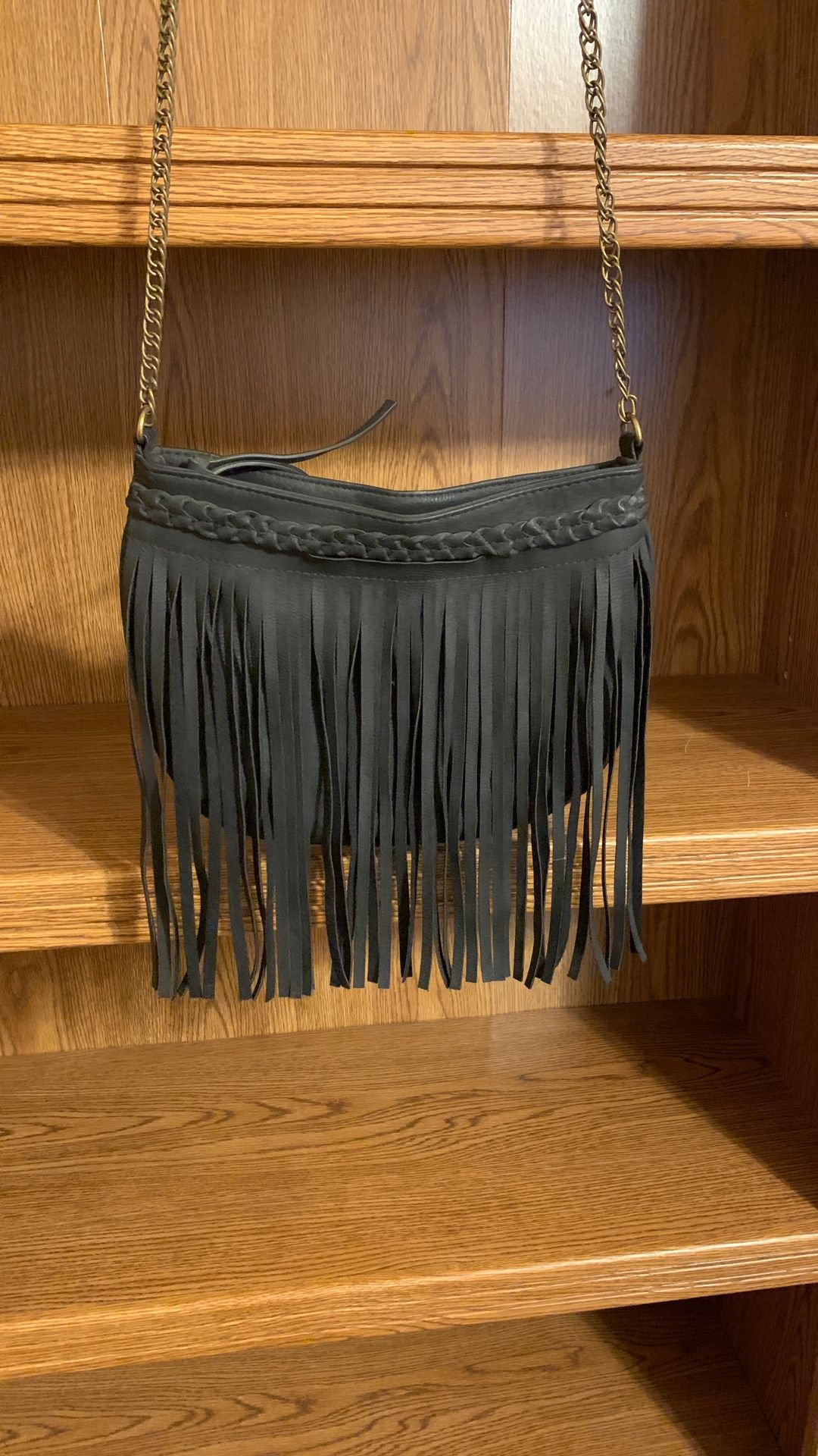 Ladies Faux Leather Crossbody Purse, with Fringe. New Like