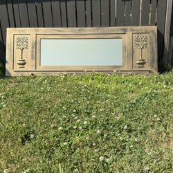 Gold Wall Mirror with Hooks