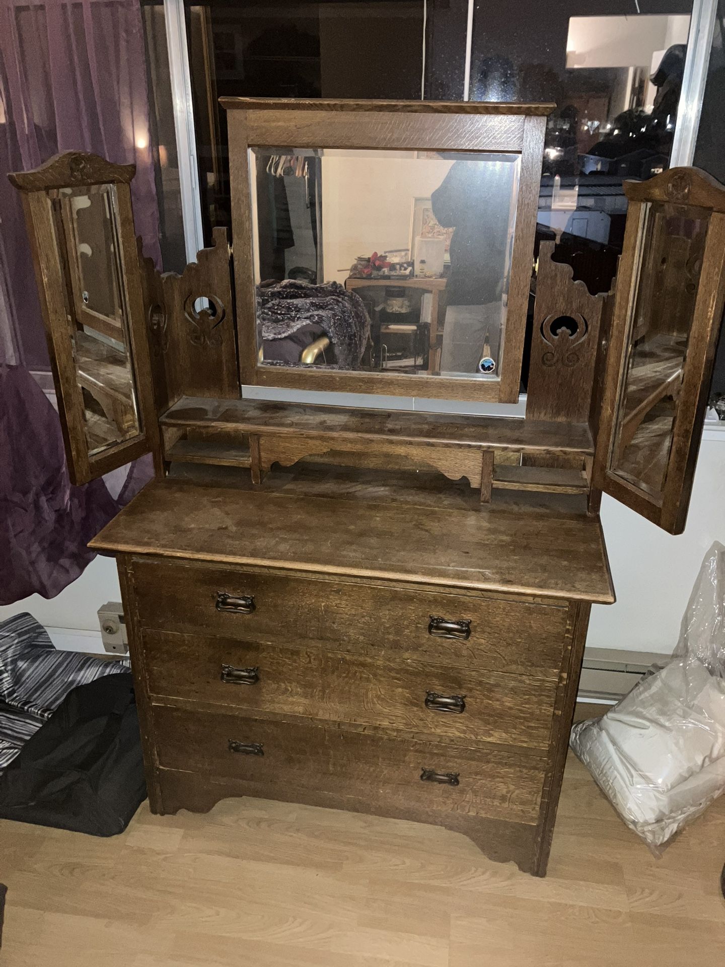 Antique Dresser With Mirror Attached/Vanity. Sure.