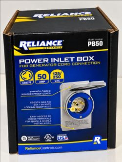 Reliance Controls PB Series Power Inlet Box, 50A 125/250V, CS6375, PB50