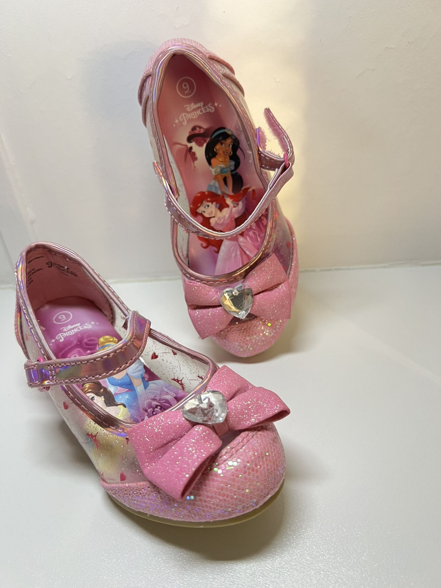 Disney Little Girls Princess Pink Iridescent Glitter Shoes Size 9