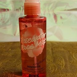 Pink.  rosewater facial mist spray 