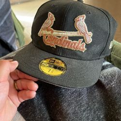 Black Cardinals Hat Used 7 3/8