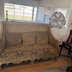 Elegant Vintage Carved Wood Loveseat – Beautiful Statement Piece