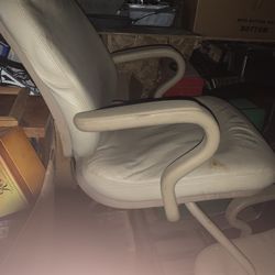 Set Of Four Heavy Vinyl Tan Dining Chairs