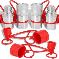 2 Sets 1/2" NPT Flat Face Hydraulic Coupler Quick Connect Skid Steer Bobcat