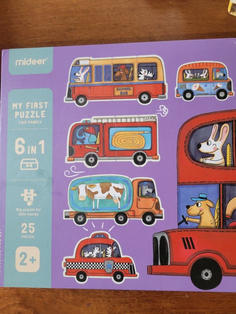 Toddler First Puzzle Cars 6 In 1 Large Pieces 