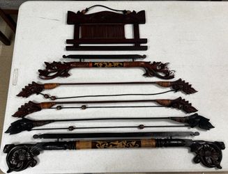 Balinese Hand-Carved Wooden Hangers Ethnic Art Sticks