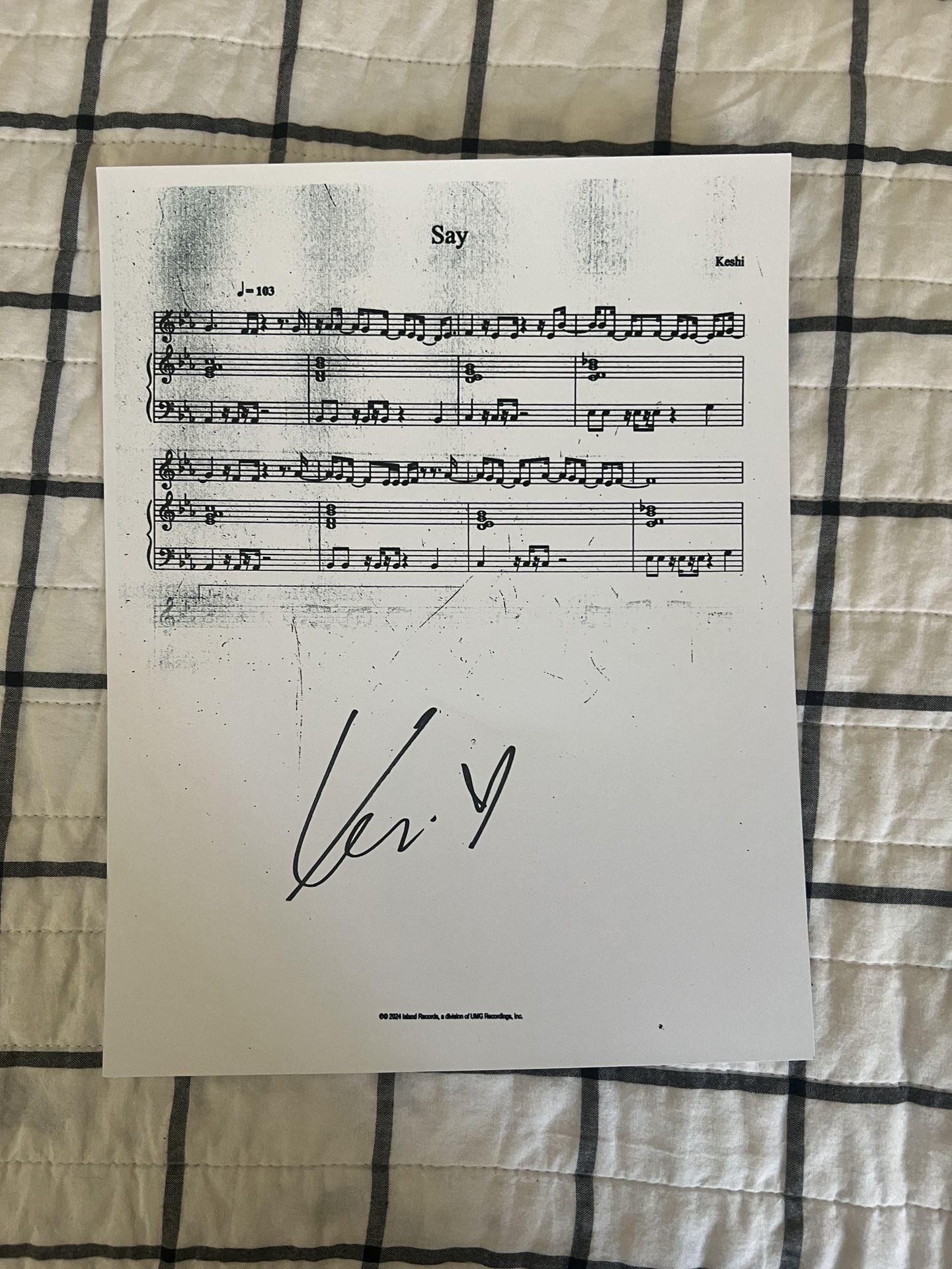 keshi 直筆サイン 1/20 “Say” by Keshi signed transcript for Sale in Torrance, CA